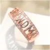 Bagues de cluster Mode européenne Sier Rose Gold Lettre Grand-mère pour femmes Femelle Haute Qualité Zircon Bague Amour Famity Bijoux Meilleurs cadeaux DHS4W