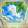 Aangepaste groene bladeren blauwe lucht witte wolken Zenith plafond 3D Fresco moderne slaapkamer woonkamer plafond decoratie muurschildering Wallpaper320v