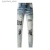 Jeans masculinos jeans roxo designer homens jeans mulheres homem slim fit denim carta impressão calças rasgadas jeans mens streetwear calças de tamanho grande jeans l240313