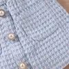 0-24m رضيع الفتيات ملابس الشتاء ملابس الملابس الدانتيل طوق البيت bodysuit و Blue Tweed التنانير اثنين من قطعتين ولدت مجموعات للفتيات 240301