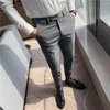 Heren Broek Hoge Kwaliteit Business Casual Slim Fit Plaid Mannen Jurk Lente Alle Match Rechte Kantoor Broek Formele Slijtage 28-36