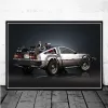 Ram tillbaka till den framtida filmen Classic Cool Car Affisch and Prints Wall Art Canvas målning Vintage Pictures Home Decor Quadro Cuadros