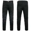 Jeans da uomo Pantaloni da uomo stile europeo Skinny Slim Biker Denim Nero Stretch Design per il marito Taglia grande 40 42