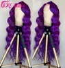 Long Body Wave Purple brazilian hair Lace Frontal Wig Side Part Synthetic lace front Wigs for Women Heat Resistant Glueless Wig1765260