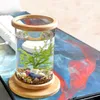 1st Glass Betta Fish Tank Bamboo Base Mini Fish Tank Decoration Accessories Rotate Decoration Fish Bowl Aquarium Accessories Y200208B