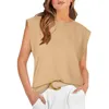 Kvinnors T -skjortor kepsar ärm i toppen Basic Loose Fit Shirt Neck 2024 Fashion Summer Casual Tees Topstreetwears