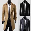 Heren trenchcoats wollen windjack designer jas voor heren herfst en winter uitloper dubbele rij knopen luxe lange jas mode