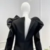 Casual jurken luxe stijl elegante vrouwen avondjurk herfst 2024 topkwaliteit zwarte lange mouwen ruche uniek ontwerp vintage kleding