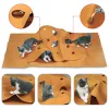 Brinquedos 1 pc gato brinquedo jogando jogo esteira sentiu tapete dobrável scratch kitty túnel atividade exercício pet almofada