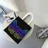 Shopping Bags Kawaii Print Neon Maoris Tribal Tote Portable Canvas Shopper Shoulder Zealand Handbag