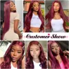 Synthetic Wigs Burgundy Lace Wigs for Women Synthetic 99J Ginger Blonde Lace Wig PrePlucked Heat with Hair Straight Glueless Wig ldd240313