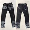 Fashion Mens Plus Size Denim Byxor med rippade hål Perfekt för urban casual tvättade målningsstilar jeans byxor bottnar mager passform