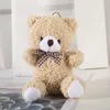 Hot selling leuke cartoon mini tie teddybeer korte pluche pop speelgoed tas auto sleutelhanger hanger pop groothandel