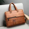 Men portföljis Bag Classical Retro Pu Leather Luxury Brand Business Handbag Male Crossbody Axla Laptop Computer Case 240313