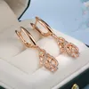 Dangle Earrings Kinel Trend Crystal Flower Long For Women Natural Zircon 585 Rose Gold Color Ethnic Bride Fine Daily Jewelry