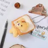 1pc Japon sevimli anahtarlık sevimli sarı ekmek kedi tost peluş kolye anahtarlık 240312