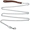 Duurzaam Anti-Bite Metalen Hondenketting Lood Voor Kleine Middelgrote Hond Keten Leash Handvat Leads PU Leer Ijzer huisdier Accessoires3227