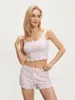 Vrouwen Nachtkleding Vrouwen Y2K Bloemen Pyjama Set Spaghetti Cami Crop Tops En Shorts Rib Gebreide Lounge Sexy 2 Stuk outfits