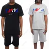 Mannen Zomer Trapstar T-shirt Regenboog Handdoek Borduren Decodering Mannen Vrouwen T-shirt Tees Mannen Zwart Wit Ronde Hals T-shirts