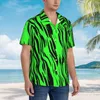 Men's Casual Shirts Green Tiger Print Beach Shirt Men Retro Animal Summer Short Sleeve Pattern Loose Oversized Blouses Gift Idea