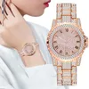 Montres-bracelets 2024 dames montres-bracelets robe or montre femmes cristal diamant acier inoxydable argent horloge montre femme