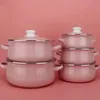 Enamel Soup Milk Baby Food Supplement Binaural Noodle Cooking Freshkeeping Bowl Induction Cooker 240304