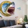 Adesivi Adesivo da parete 3D Fierce Shark Materiale PVC Moderno Decorazioni per la casa fai da te Arte della parete per camerette Adesivo decorativo per soggiorno