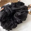 Girl's Dresses Baby Summer New Dress Fashionable British Style Black Solid Color Flower Fluffy Dress Cute Princess Dress ldd240313