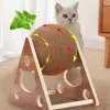 Scratchers Cat Scratcher Ball Natural Sisal Rope Draaibaar balspeelgoed Massief hout Slijtvast Kittenspeelgoed Interactieve dierbenodigdheden voor binnen