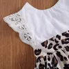 Rompers Citgeesummer Fashion 0-24m Toddler Baby Girl Set Dress-Style Leopard Print Lace Black Short Sleeve Backless Bodysuit Bow