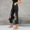Women's Pants 2024 High Waist Ripped Boot Cut Jeans For Women Fashion Stretch Knee Denim Flared Casual Female Trousers