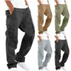 Men's Pants Outdoor Mens Cargo Cotton Pure Color Overalls Streetear Men Straight Trouser Pocket High Elasticity Fashion Sweatpants 5XL