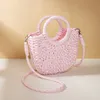 HBP Summer Candy Colors Women Half-moon Tote Bag Straw Handbag Skew Straddle Braided Beach Bag Shoulder Tote