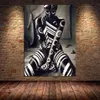 Mulher africana tatuada pintura em tela cartazes e impressões figura única arte da parede fotos para sala de estar decoração casa sem moldura pain266l