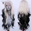 Syntetiska peruker Lång kroppsvåg Syntetisk spetsfront peruk för kvinnor Blond till svart spetsar Wavy Hair Red Ginger Wig Cosplay LDD240313