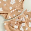 Clothing Sets Baby Girls Summer Outfit Sleeveless Floral Sling Romper Bowknot Flared Pants Headband