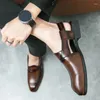 Chaussures habillées Sandales d'été pour hommes marron Sangle à boucle noire pour hommes avec affaires formelles