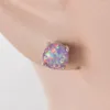 Stud Oorbellen KONGMOON Eenvoudige 6mm Ronde Lavendel Paars Vuur Opaal Cabochon Verzilverde Sieraden Voor Vrouwen Piercing