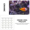 Décorations 60 pièces Base de corail pour aquarium, Support de corail en forme de T, bouchons de Frag de corail (blanc)