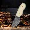 Camping Jacht Messen Dropship Ox Bone Handvat Damascus Stalen Mes Vaste Scherpe Camping Mes Fruit Cutter Survival Tool 240315