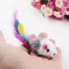 10Pcs Funny Soft Fleece False Mouse Cat Toys Colorful Feather Playing Kitten Toy Random Color12667