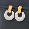 Boucles d'oreilles en acier inoxydable, vert, noir, blanc, émail, cercle rond, bijoux à la mode pour femmes