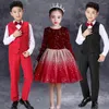 Set di abbigliamento Abito formale per bambini Set da indossare per concorso di recitazione di poesia Camicia con colletto rovesciato Gilet per bambini