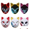 Party Masks Demon Slayer Tanjirou Mask Sabito Mascarilla Makomo Cosplay Masques Halloween Costume Mascaras Led Ship Drop Delivery Home OTG8Q