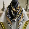 New style women's square scarf scarves good quality 100% twill silk material pint letters leopard grain pattern size 110cm - 236H