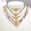 Anhänger Halsketten QMHJE Imitation Perlen Halskette Frauen Choker Rocailles Regenbogen Edelstahl Verschluss Sailor Schnalle Basis Kette Gold Farbe BohoL242313