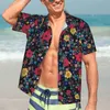 Camisas casuais masculinas Ditsy Floral Beach Camisa Homens Vermelho e Amarelo Havaiano Manga Curta Design Vintage Oversized Blusas Presente Idéia