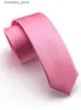 Cravates 2.4 couleur unie maigre hommes cravates rose soie cravate poche carré clip ensemble de luxe cravates pour homme accessoires fête de mariage L240313