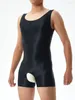 Body Shaper da uomo Body senza maniche Body sexy con apertura sul cavallo Collant velati Abbigliamento da notte Body ad alta elasticità lucido Camicia da notte Abbigliamento uomo Tutina