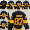 Personalizzato Uomo donna giovanile Pittsburgh''Penguins''87 Sidney Crosby Maglie da hockey 71 Evgeni Malkin 59 Jake Guentzel 58 Kris Letang 66 Lemieux Alternate Black Penguin S